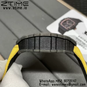 RICHARD MILLERM RM12-01 Real NTPT RMF Best Edition Skeleton Black Dial on Yellow Nylon Strap - Super Clone Watch | 1:1 Best Version