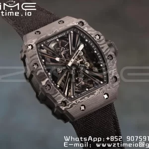 RICHARD MILLERM RM12-01 Real NTPT RMF Best Edition Skeleton Black Dial on Red Nylon Strap - Super Clone Watch | 1:1 Best Version