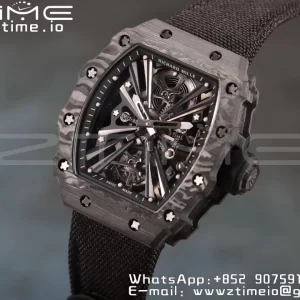 RICHARD MILLERM RM12-01 Real NTPT RMF Best Edition Skeleton Black Dial on Red Nylon Strap - Super Clone Watch | 1:1 Best Version