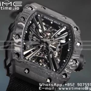 RICHARD MILLERM RM12-01 Real NTPT RMF Best Edition Skeleton Black Dial on Red Nylon Strap - Super Clone Watch | 1:1 Best Version