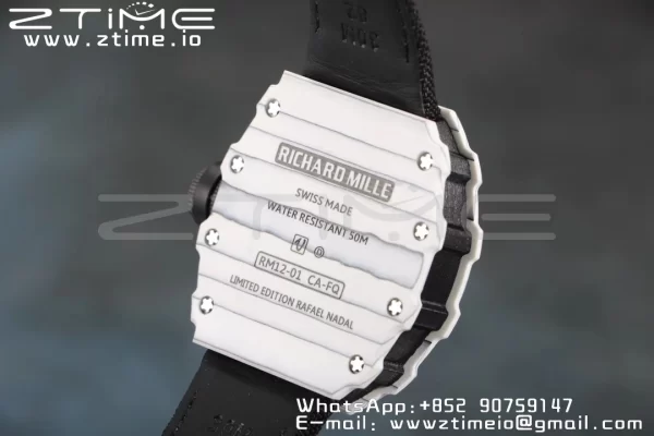RICHARD MILLERM RM12-01 Real White NTPT RMF Best Edition Skeleton Cadran negru pe curea de nylon negru - Super Clone Watch | 1:1 Best Version