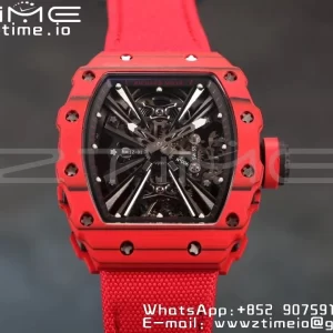RICHARD MILLERM RM12-01 Real Red NTPT RMF Best Edition Skeleton Black Dial on Black Nylon Strap - Super Clone Watch | 1:1 Best Version
