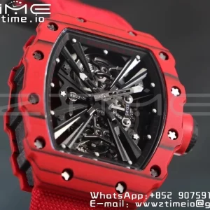 RICHARD MILLERM RM12-01 Real Red NTPT RMF Best Edition Skeleton Black Dial on Black Nylon Strap - Super Clone Watch | 1:1 Best Version