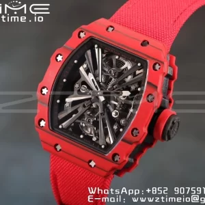 RICHARD MILLERM RM12-01 Real Red NTPT RMF Best Edition Skeleton Black Dial on Black Nylon Strap - Super Clone Watch | 1:1 Best Version