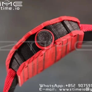 RICHARD MILLERM RM12-01 Real Red NTPT RMF Best Edition Skeleton Black Dial on Black Nylon Strap - Super Clone Watch | 1:1 Best Version