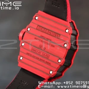 RICHARD MILLERM RM12-01 Real Red NTPT RMF Best Edition Skeleton Black Dial on Black Nylon Strap - Super Clone Watch | 1:1 Best Version
