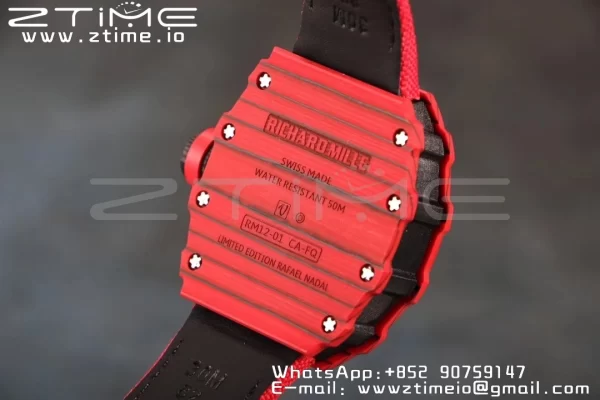RICHARD MILLERM RM12-01 Real Red NTPT RMF Best Edition Skeleton Black Dial on Black Nylon Strap - Super Clone Watch | 1:1 Best Version