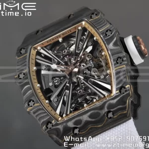 RICHARD MILLERM RM12-01 Real NTPT RMF Best Edition Skeleton Black Dial on White Nylon Strap - Super Clone Watch | 1:1 Best Version