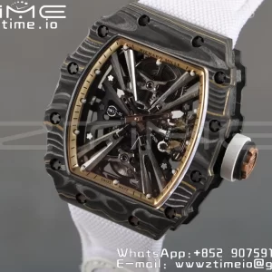 RICHARD MILLERM RM12-01 Real NTPT RMF Best Edition Skeleton Black Dial on White Nylon Strap - Super Clone Watch | 1:1 Best Version