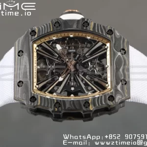 RICHARD MILLERM RM12-01 Real NTPT RMF Best Edition Skeleton Black Dial on White Nylon Strap - Super Clone Watch | 1:1 Best Version