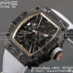RICHARD MILLERM RM12-01 Real NTPT RMF Best Edition Skeleton Black Dial on White Nylon Strap - Super Clone Watch | 1:1 Best Version