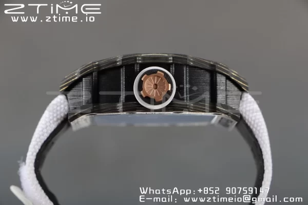 RICHARD MILLERM RM12-01 Real NTPT RMF Best Edition Skeleton Black Dial on White Nylon Strap - Super Clone Watch | 1:1 Best Version