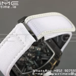 RICHARD MILLERM RM12-01 Real NTPT RMF Best Edition Skeleton Black Dial on White Nylon Strap - Super Clone Watch | 1:1 Best Version