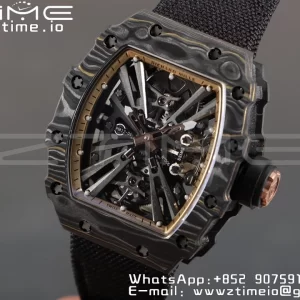 RICHARD MILLERM RM12-01 Real NTPT RMF Best Edition Skeleton Black Dial on Black  Nylon Strap - Super Clone Watch | 1:1 Best Version