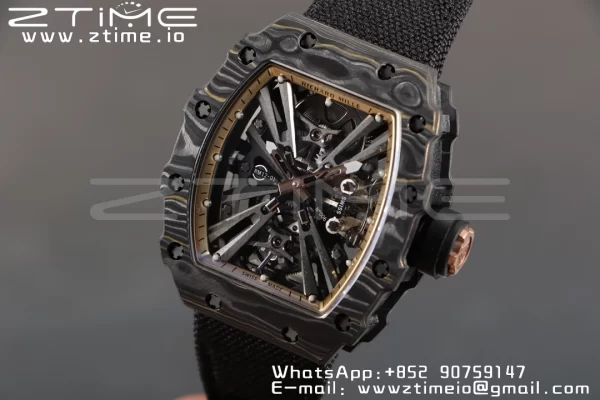 RICHARD MILLERM RM12-01 Real NTPT RMF Best Edition Skeleton Black Dial on Black  Nylon Strap - Super Clone Watch | 1:1 Best Version