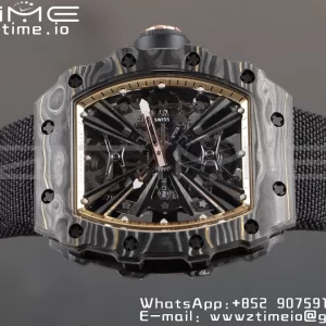 RICHARD MILLERM RM12-01 Real NTPT RMF Best Edition Skeleton Black Dial on Black  Nylon Strap - Super Clone Watch | 1:1 Best Version