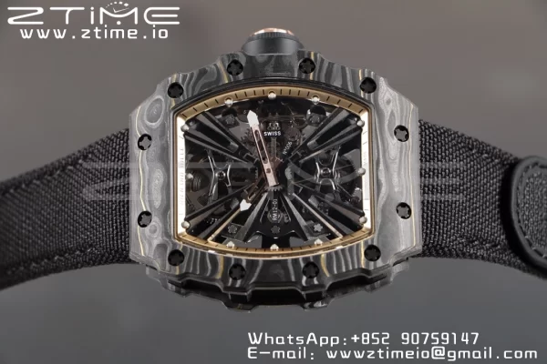 RICHARD MILLERM RM12-01 Real NTPT RMF Best Edition Skeleton Black Dial on Black  Nylon Strap - Super Clone Watch | 1:1 Best Version