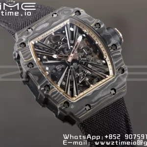RICHARD MILLERM RM12-01 Real NTPT RMF Best Edition Skeleton Black Dial on Black  Nylon Strap - Super Clone Watch | 1:1 Best Version