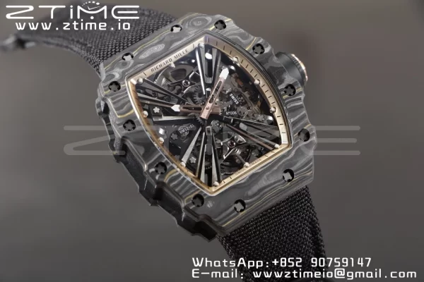 RICHARD MILLERM RM12-01 Real NTPT RMF Best Edition Skeleton Black Dial on Black  Nylon Strap - Super Clone Watch | 1:1 Best Version