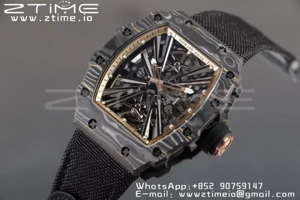 RICHARD MILLERM RM12-01 Real NTPT RMF Best Edition Skeleton Black Dial on Black  Nylon Strap - Super Clone Watch | 1:1 Best Version