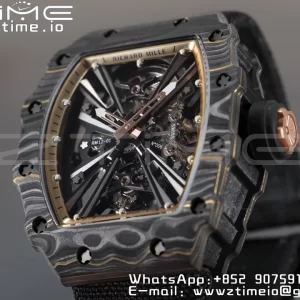 RICHARD MILLERM RM12-01 Real NTPT RMF Best Edition Skeleton Black Dial on Black  Nylon Strap - Super Clone Watch | 1:1 Best Version