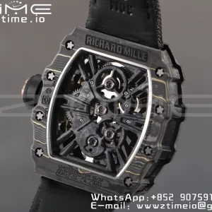 RICHARD MILLERM RM12-01 Real NTPT RMF Best Edition Skeleton Black Dial on Black  Nylon Strap - Super Clone Watch | 1:1 Best Version