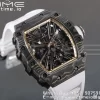 RICHARD MILLERM RM12-01 リアルNTPT RMFベストエディション スケルトン ブラックダイヤル ホワイトラバーストラップ - スーパークローンウォッチ｜1:1ベストバージョン
