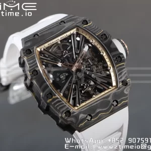 RICHARD MILLERM RM12-01 Real NTPT RMF Best Edition Skeleton Black Dial on White Rubber Strap - Super Clone Watch | 1:1 Best Version