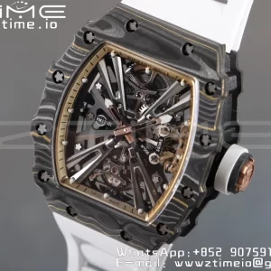 RICHARD MILLERM RM12-01 Real NTPT RMF Best Edition Skeleton Black Dial on White Rubber Strap - Super Clone Watch | 1:1 Best Version