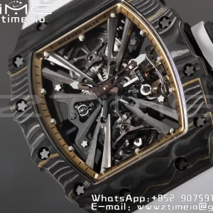RICHARD MILLERM RM12-01 Real NTPT RMF Best Edition Skeleton Black Dial on White Rubber Strap - Super Clone Watch | 1:1 Best Version