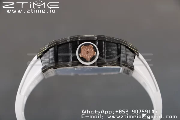 RICHARD MILLERM RM12-01 Real NTPT RMF Best Edition Skeleton Black Dial on White Rubber Strap - Super Clone Watch | 1:1 Best Version