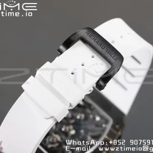 RICHARD MILLERM RM12-01 Real NTPT RMF Best Edition Skeleton Black Dial on White Rubber Strap - Super Clone Watch | 1:1 Best Version