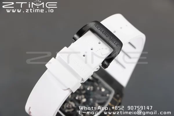 RICHARD MILLERM RM12-01 Real NTPT RMF Best Edition Skeleton Black Dial on White Rubber Strap - Super Clone Watch | 1:1 Best Version