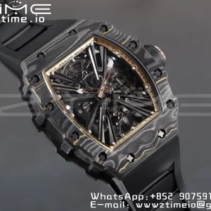 RICHARD MILLERM RM12-01 Real NTPT RMF Best Edition Skeleton Black Dial on Black Rubber Strap - Super Clone Watch | 1:1 Best Version