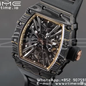 RICHARD MILLERM RM12-01 Real NTPT RMF Best Edition Skeleton Μαύρο καντράν με μαύρο λουράκι από καουτσούκ - Super Clone Watch | 1:1 Best Version