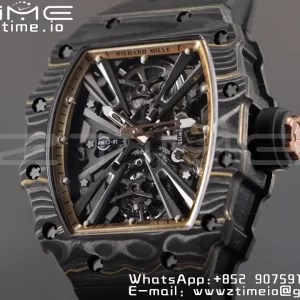 RICHARD MILLERM RM12-01 Real NTPT RMF Best Edition Skeleton Μαύρο καντράν με μαύρο λουράκι από καουτσούκ - Super Clone Watch | 1:1 Best Version
