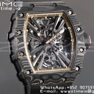 RICHARD MILLERM RM12-01 Real NTPT RMF Best Edition Skeleton Μαύρο καντράν με μαύρο λουράκι από καουτσούκ - Super Clone Watch | 1:1 Best Version