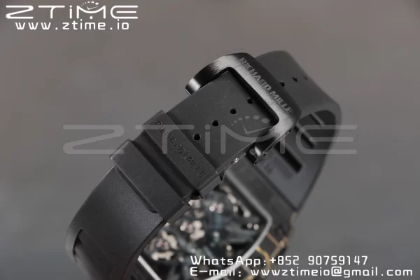 RICHARD MILLERM RM12-01 Real NTPT RMF Best Edition Skeleton Μαύρο καντράν με μαύρο λουράκι από καουτσούκ - Super Clone Watch | 1:1 Best Version