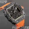 RICHARD MILLERM RM12-01 リアルNTPT RMF ベストエディション スケルトン ブラックダイヤル オレンジナイロンストラップ - スーパークローンウォッチ｜1:1ベストバージョン
