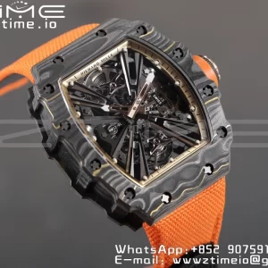 RICHARD MILLERM RM12-01 Real NTPT RMF Best Edition Skeleton Black Dial on Orange Nylon Strap - Super Clone Watch | 1:1 Best Version