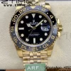 Rolex  GMT Master II 126718 GRNR Gray/Black Ceramic ARF 1:1 Best Edition Black Dial on YG Jubilee Bracelet SH3285 CHS - Super Clone Watch | 1:1 Best Version