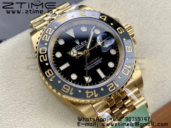Rolex  GMT Master II 126718 GRNR Gray/Black Ceramic ARF 1:1 Best Edition Black Dial on YG Jubilee Bracelet SH3285 CHS - Super Clone Watch | 1:1 Best Version