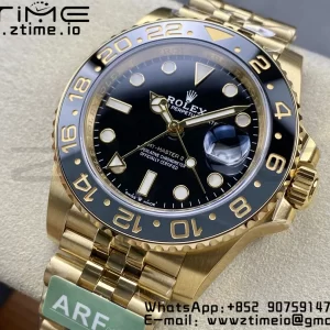 Rolex  GMT Master II 126718 GRNR Gray/Black Ceramic ARF 1:1 Best Edition Black Dial on YG Jubilee Bracelet SH3285 CHS - Super Clone Watch | 1:1 Best Version