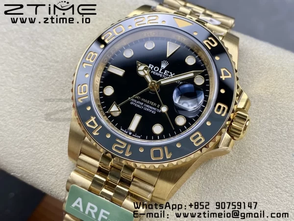Rolex  GMT Master II 126718 GRNR Gray/Black Ceramic ARF 1:1 Best Edition Black Dial on YG Jubilee Bracelet SH3285 CHS - Super Clone Watch | 1:1 Best Version