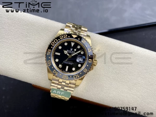 Rolex  GMT Master II 126718 GRNR Gray/Black Ceramic ARF 1:1 Best Edition Black Dial on YG Jubilee Bracelet SH3285 CHS - Super Clone Watch | 1:1 Best Version