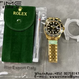 Rolex  GMT Master II 126718 GRNR Gray/Black Ceramic ARF 1:1 Best Edition Black Dial on YG Jubilee Bracelet SH3285 CHS - Super Clone Watch | 1:1 Best Version