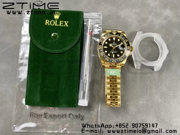 Rolex  GMT Master II 126718 GRNR Gray/Black Ceramic ARF 1:1 Best Edition Black Dial on YG Jubilee Bracelet SH3285 CHS - Super Clone Watch | 1:1 Best Version
