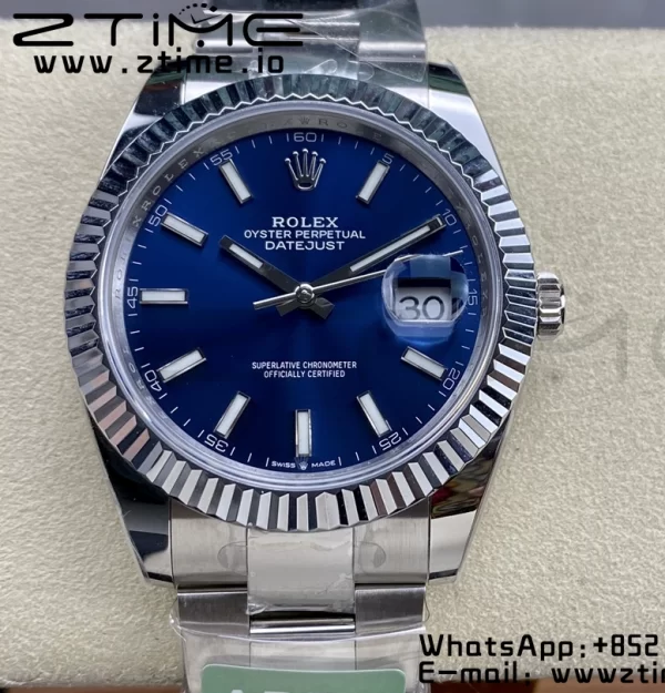 Rolex DateJust 41 126334 ARF 1:1 Best Edition 904L Steel Blue Dial on SS Oyster Bracelet - Super Clone Watch | 1:1 Best Version