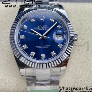 Rolex DateJust 41 126334 ARF 1:1 Best Edition 904L Steel Blue Diamonds Dial on SS Oyster Bracelet - Super Clone Watch | 1:1 Best Version