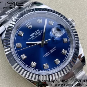 Rolex DateJust 41 126334 ARF 1:1 Best Edition 904L Steel Blue Diamonds Dial on SS Oyster Bracelet - Super Clone Watch | 1:1 Best Version